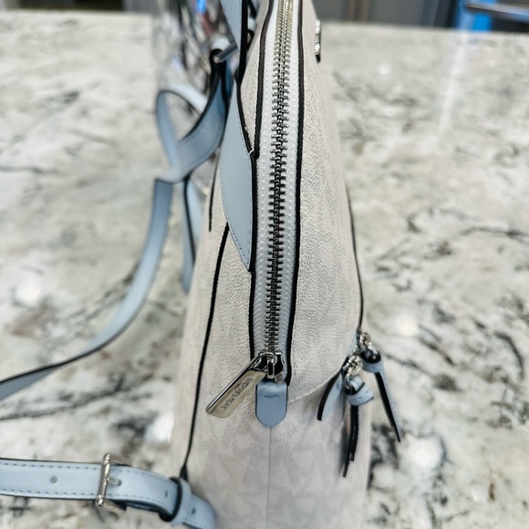 Michael Kors Dallas Medium slim backpack Signature white blue NWT Authentic - Picture 10 of 11